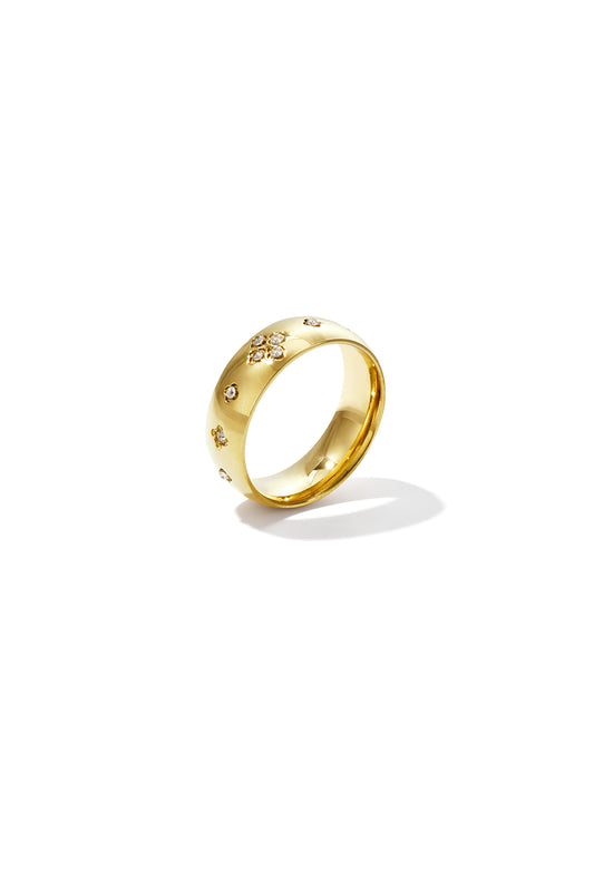 Ring met steentjes in klaver patroon