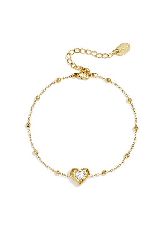 14K verguld roestvrijstalen bedelarmbanden met hartje, eenvoudige serie, damessieraden