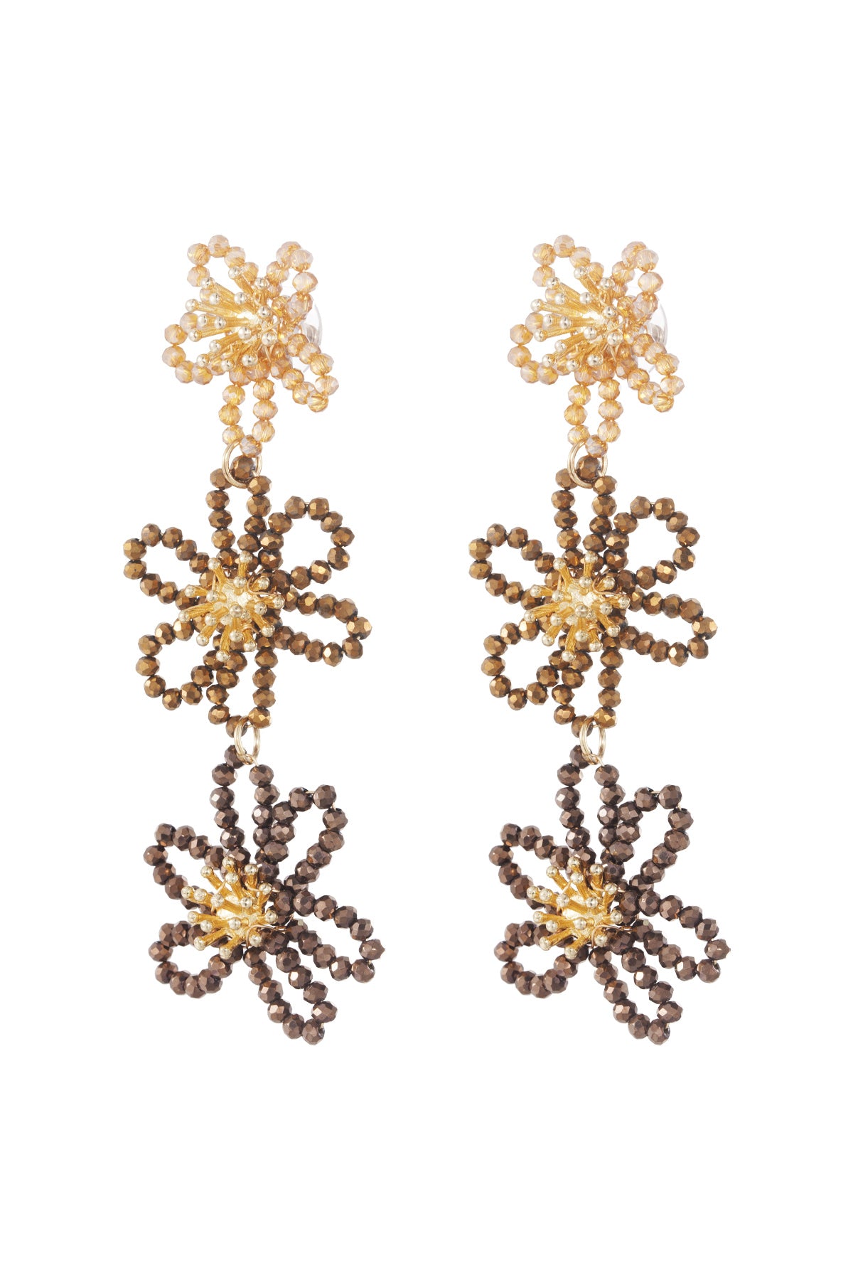 Flower party statement oorbellen - oranje/paars