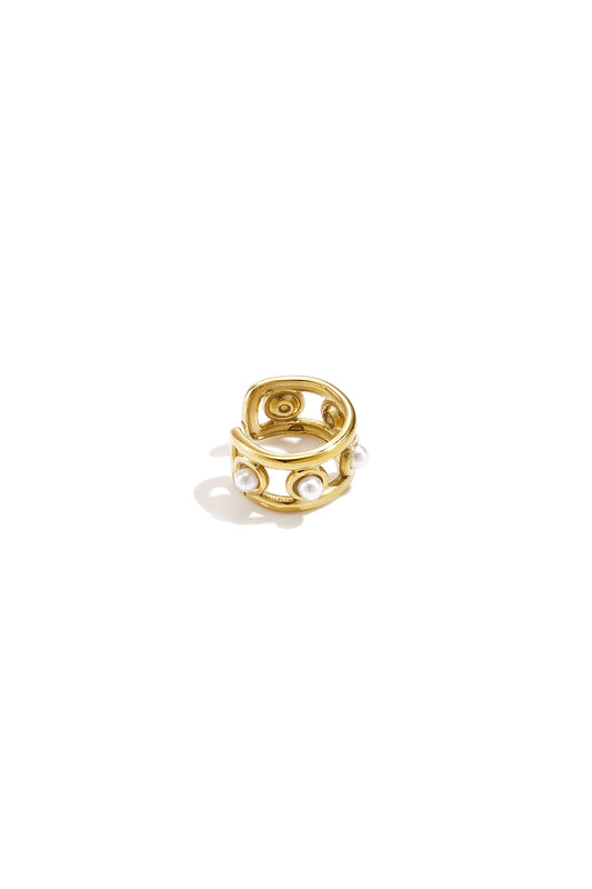 Roestvrijstalen oormanchetten met holle details, eenvoudige, alledaagse serie, dames sieraden
