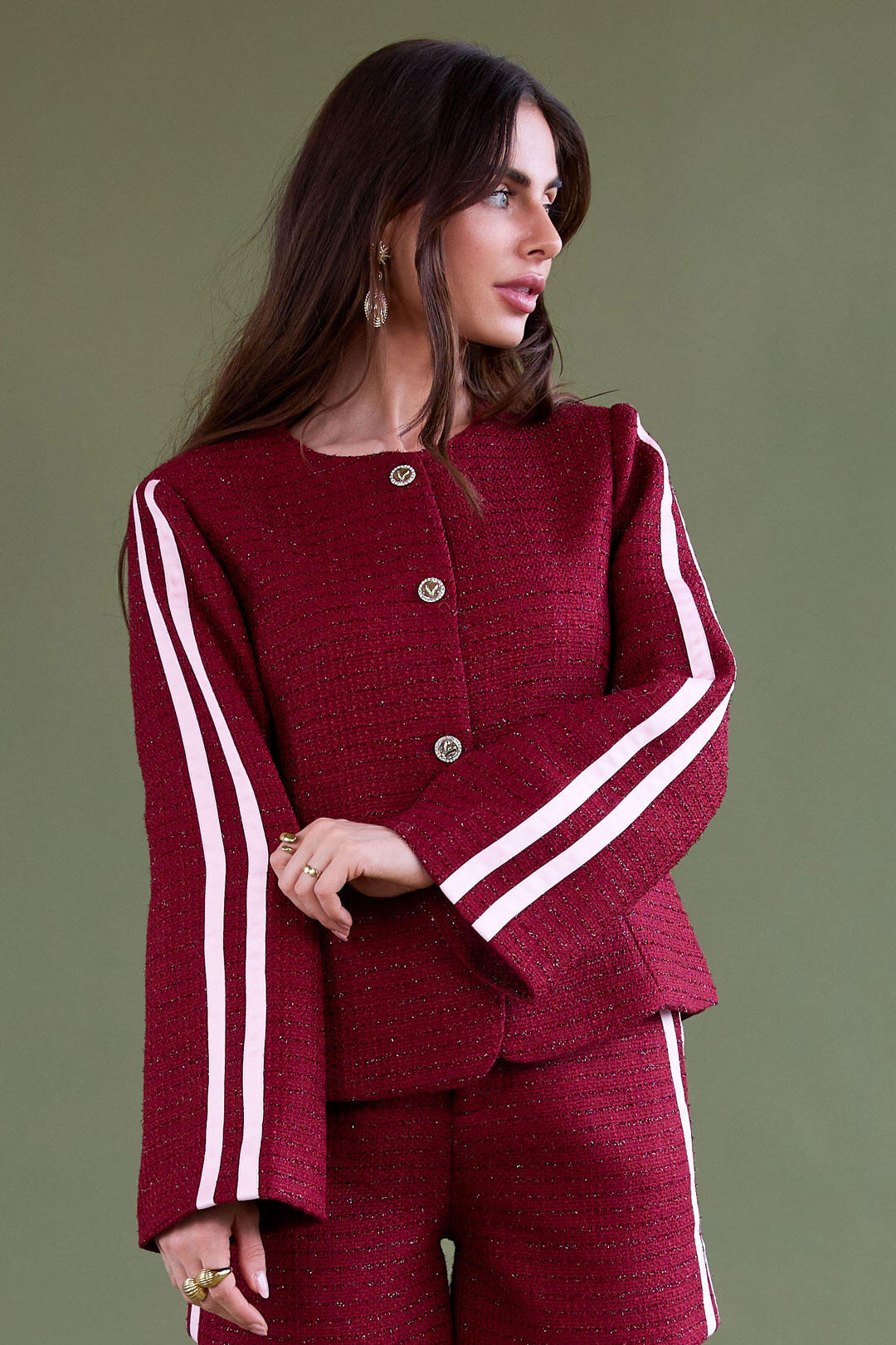 Geweven Polyestervezel Vrouwen Jas Elegant Ruit Herfst/Winter