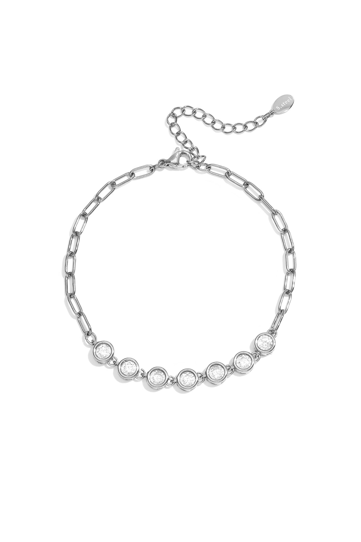 Bedelarmbanden van roestvrij staal, cirkelvormig, eenvoudig, Simple-serie, damessieraden