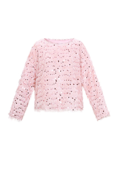 Geweven Polyestervezel Vrouwen Lange Mouw Top Elegante Pailletten